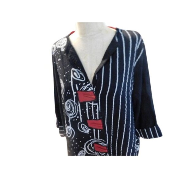 Ali Miles Size PXL Artsy Button Front Unique Boutique Top - Picture 3 of 4